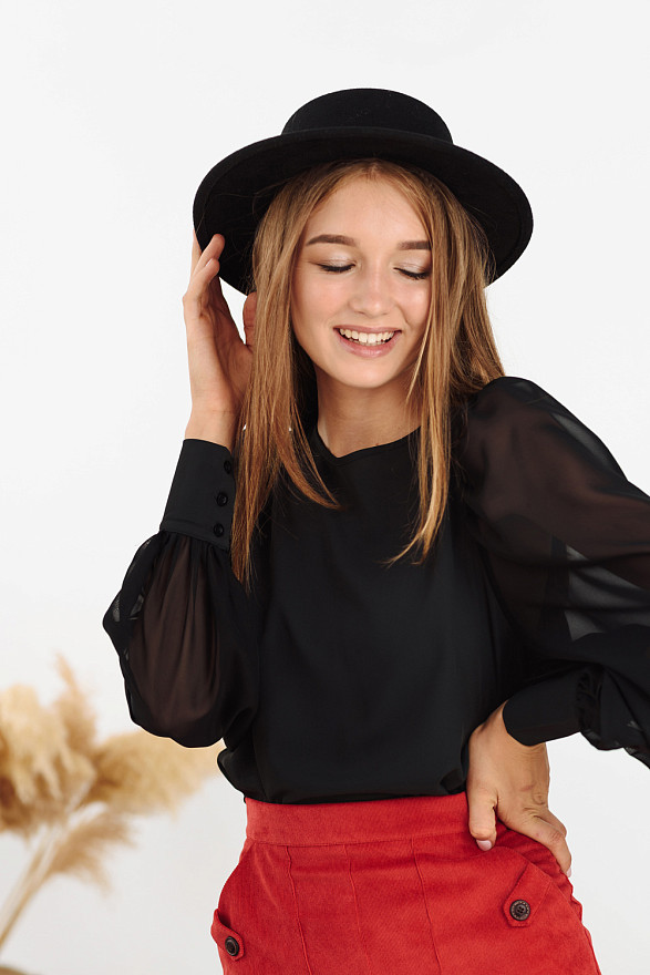 Black chiffon blouse