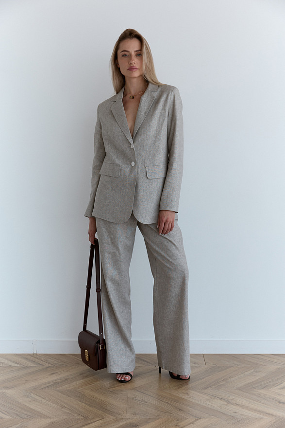 Широкі лляні штани сірого кольору