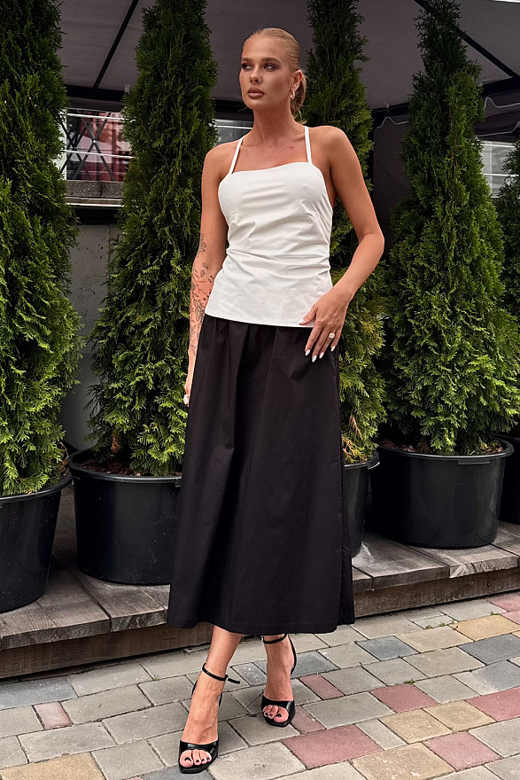 Білий бавовняний топ зі шнурівкою на спині