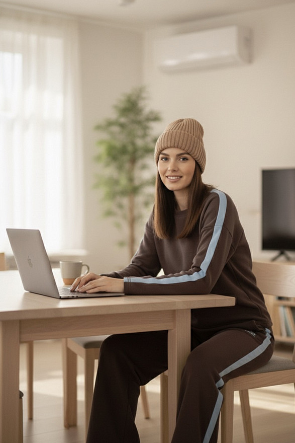 Шоколадний костюм з лампасами