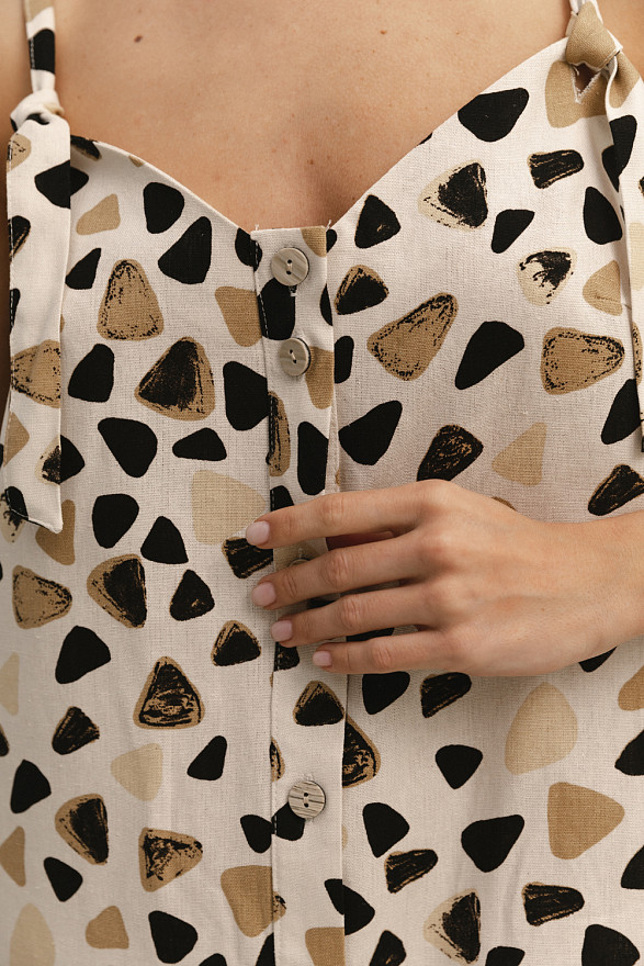 Бежевый сарафан на регулируемых бретелях