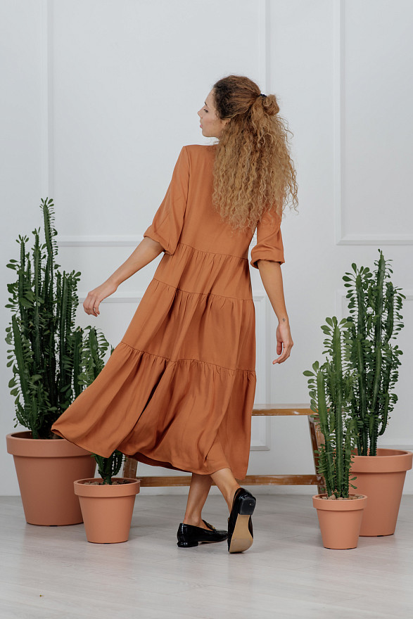 A midi dress with ruffles