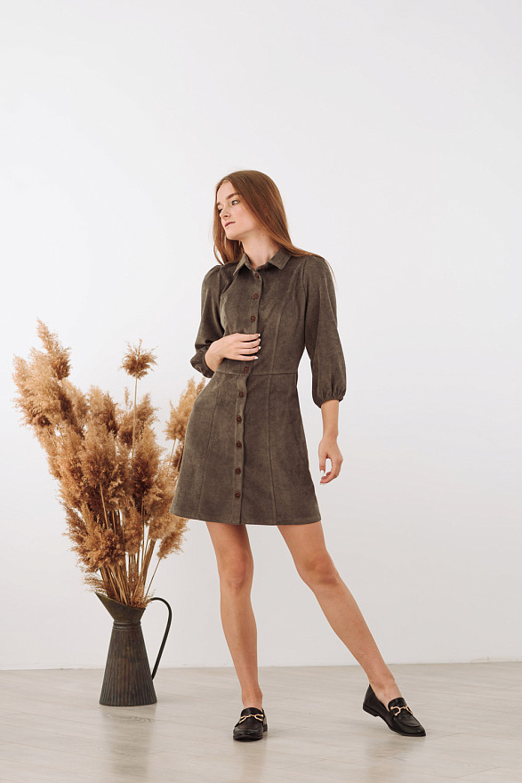 Corduroy shirt dress