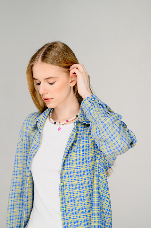 Желтая удлиненная рубашка оверсайз