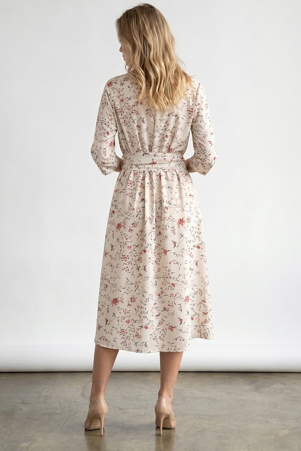 Коралове плаття-сорочка вільного крою з поясом