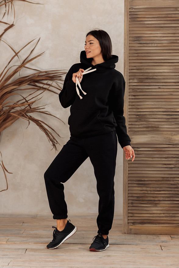 Black sweatshirt with a hood