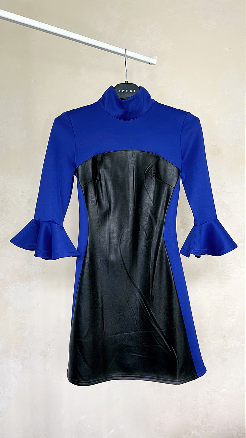 Напівприталена сукня зі вставками шкіри