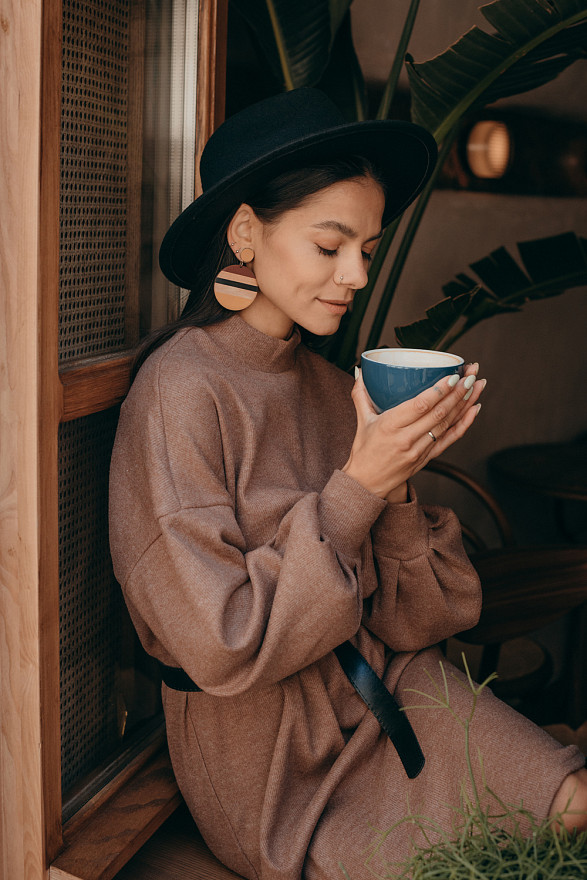 Шоколадное миди платье из ангоры