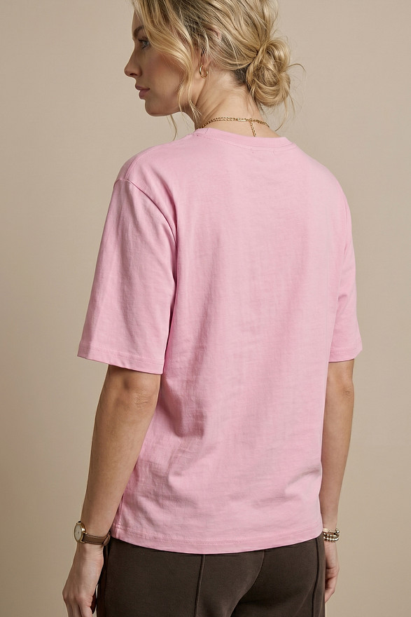 Розовая базовая футболка с круглой горловиной