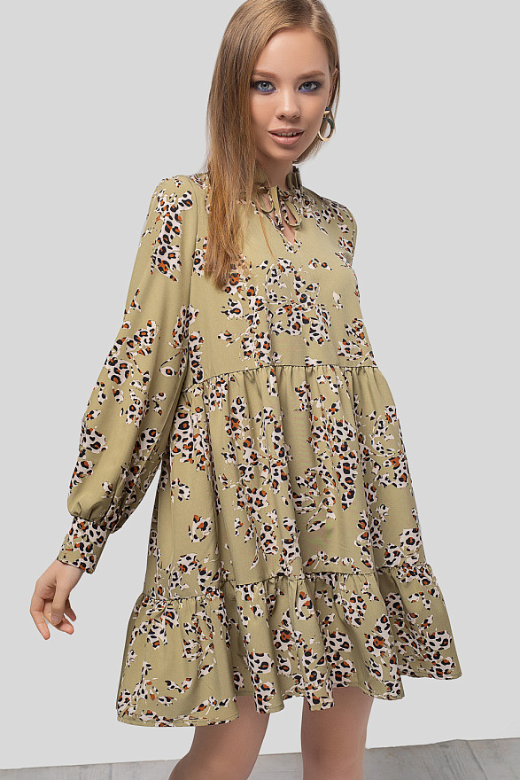 Leopard Mini Dress with drawstrings