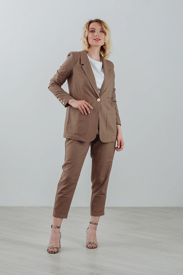 Піджак кольору фундука з льону