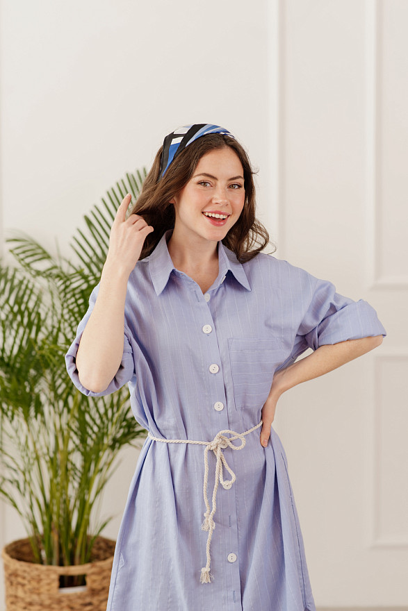 Light blue striped shirt-dress