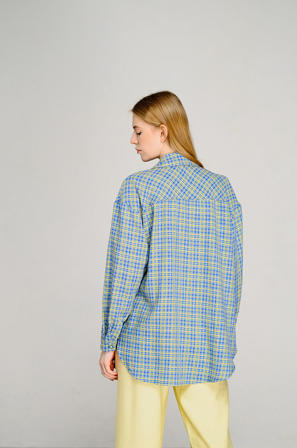 Желтая удлиненная рубашка оверсайз