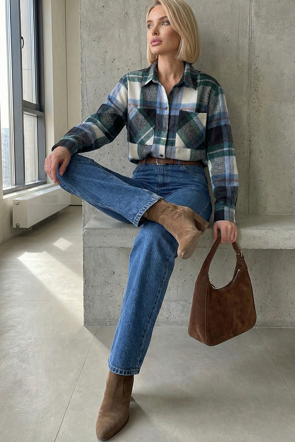 Blue checkered shirt