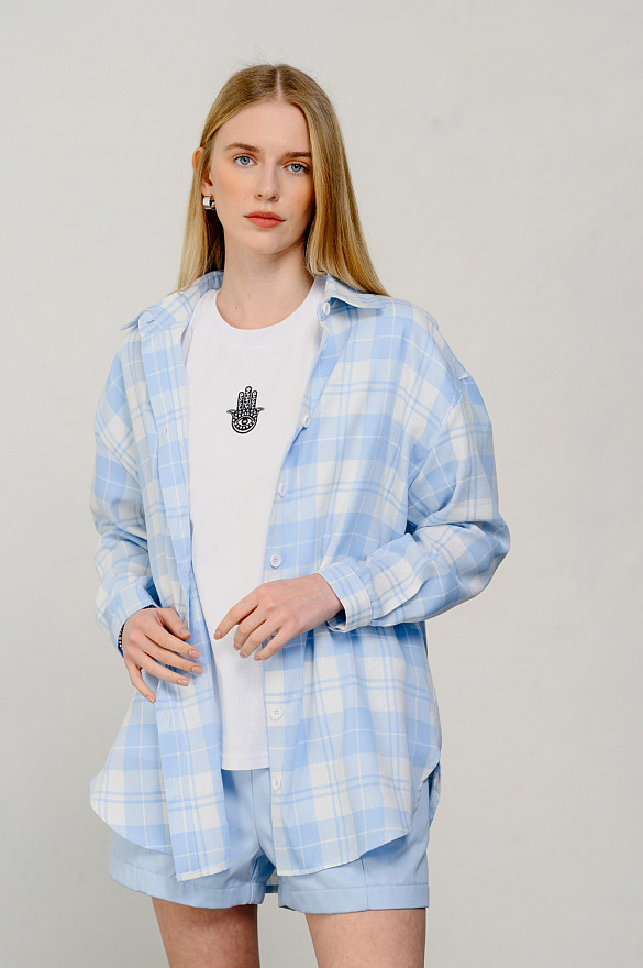 Long blue oversized shirt