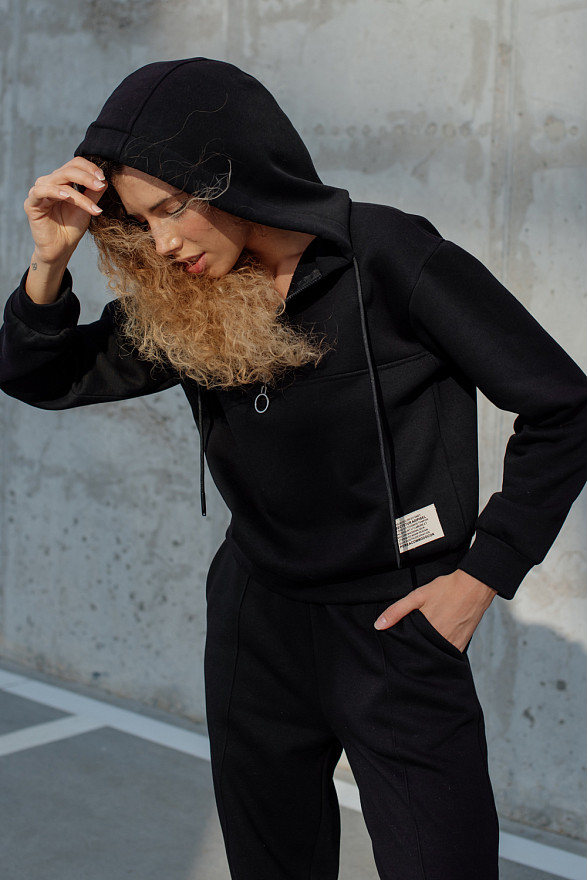 Чорний укорочений світшот