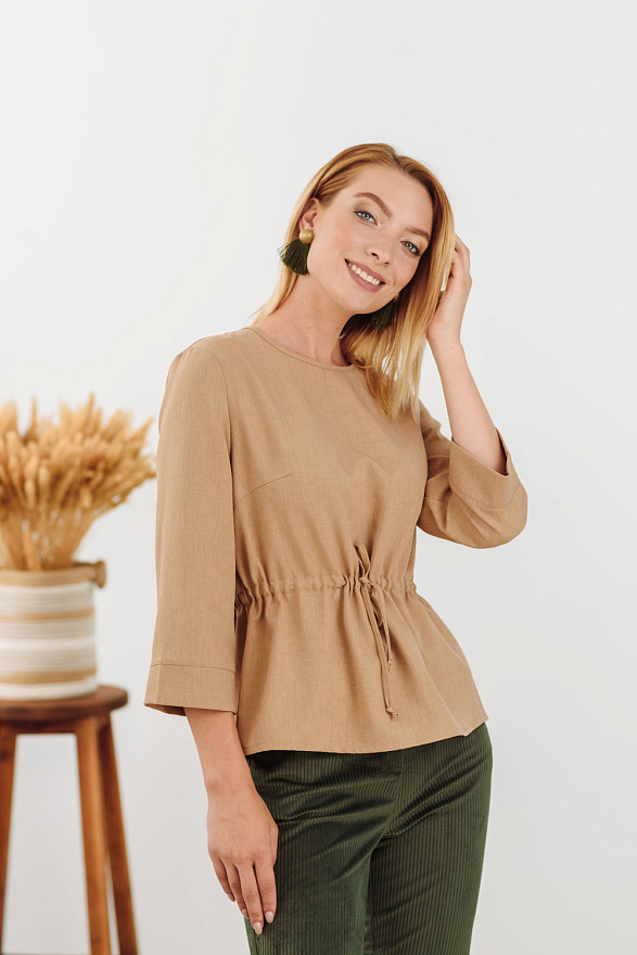 Карамельная блузка с рукавом 3\4
