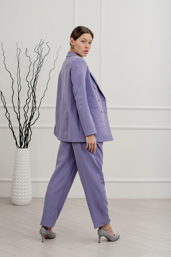 Лілові штани на талії зі стрілками