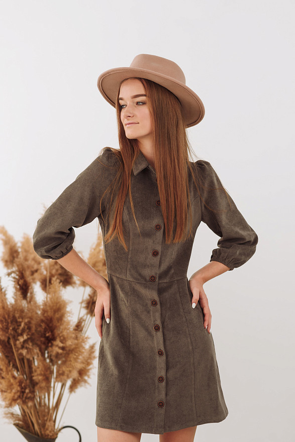 Corduroy shirt dress