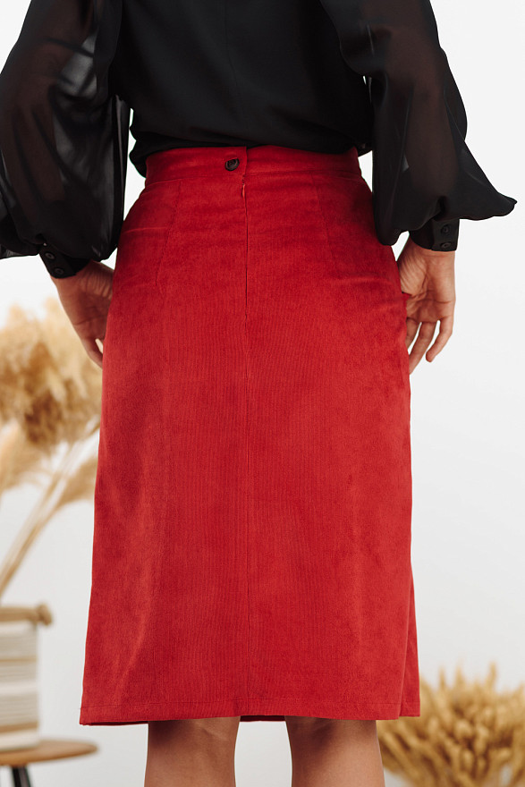 Червона міді спідниця з вельвету