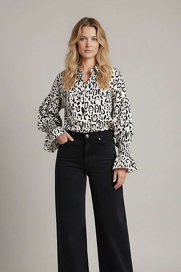Cream-colored loose-fitting shirt