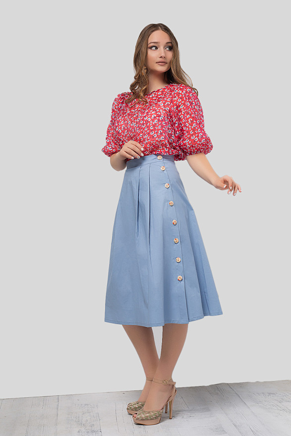 Миди юбка цвета деним