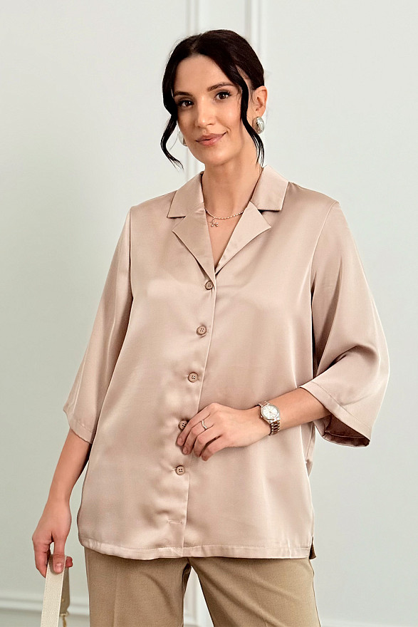 Шовкова сорочка з піджачним коміром у кольорі 