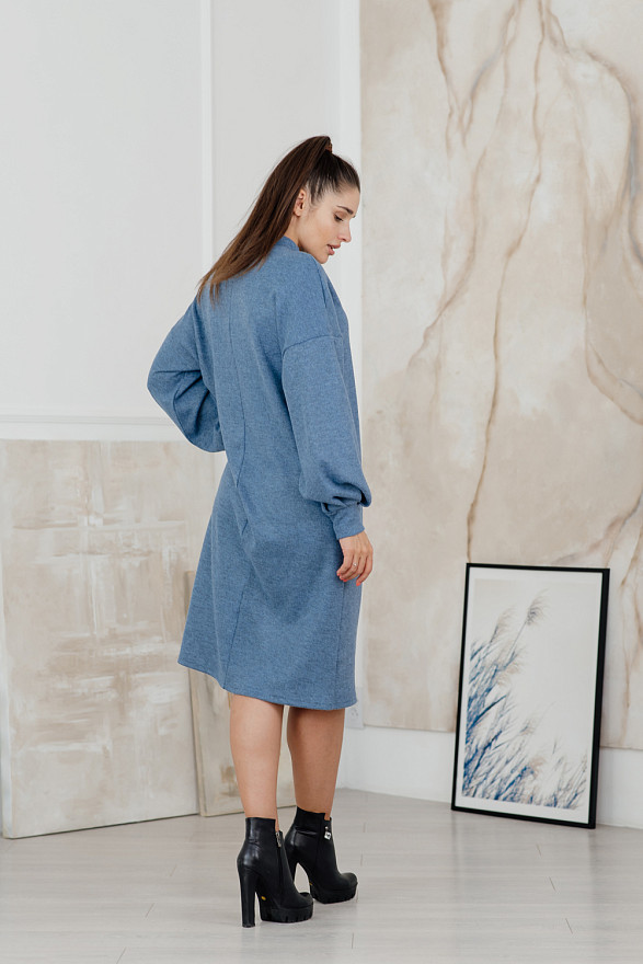 Синее ангоровое платье