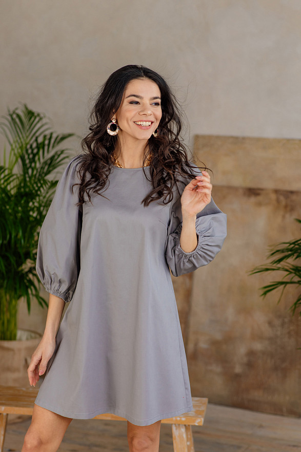 Мини платье с рукавами буфами