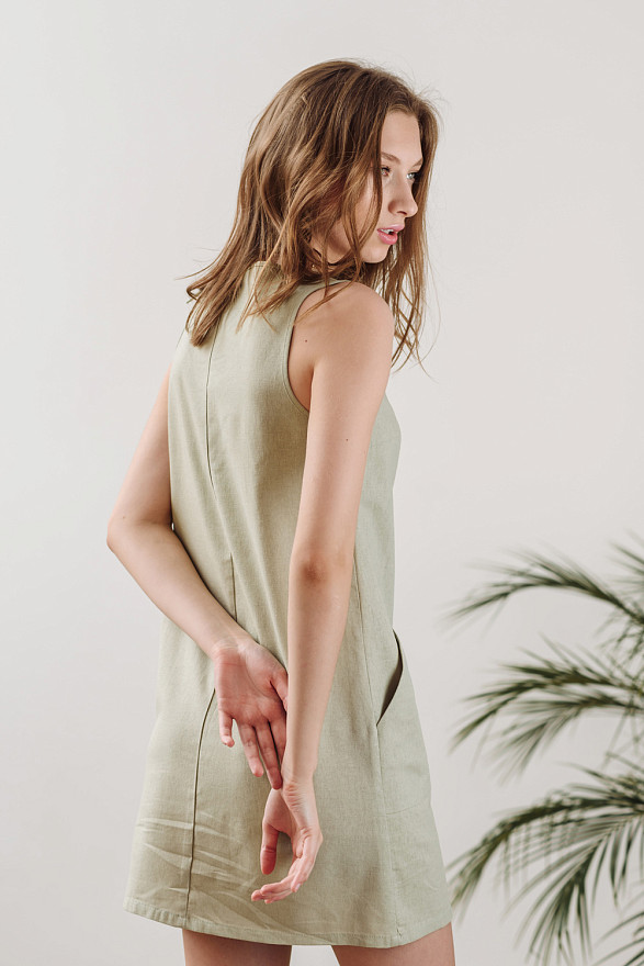 Olive V-Neck Mini Dress