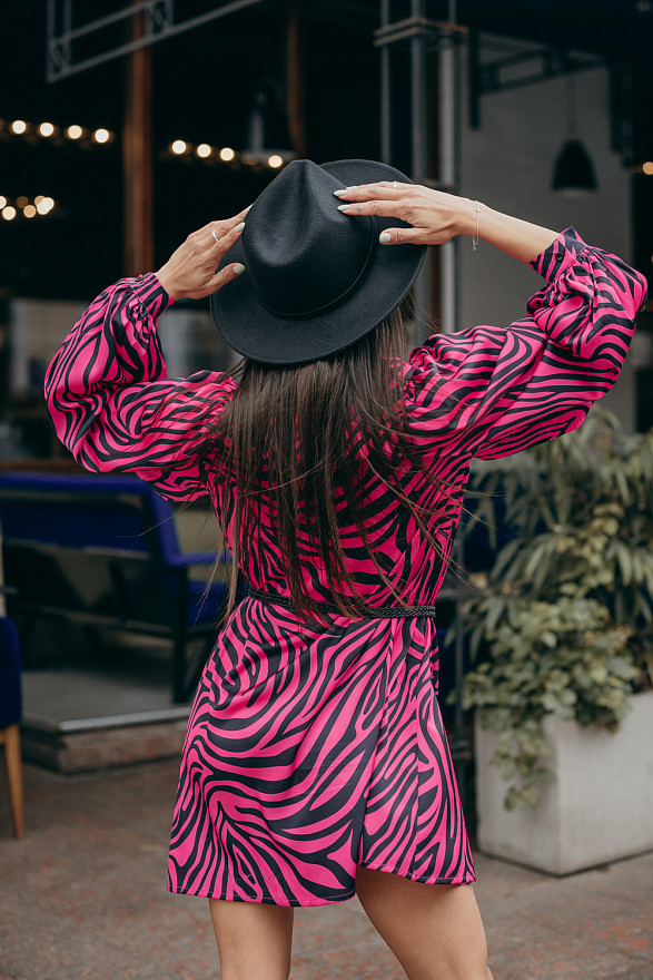 Fuchsia silk shirt-dress