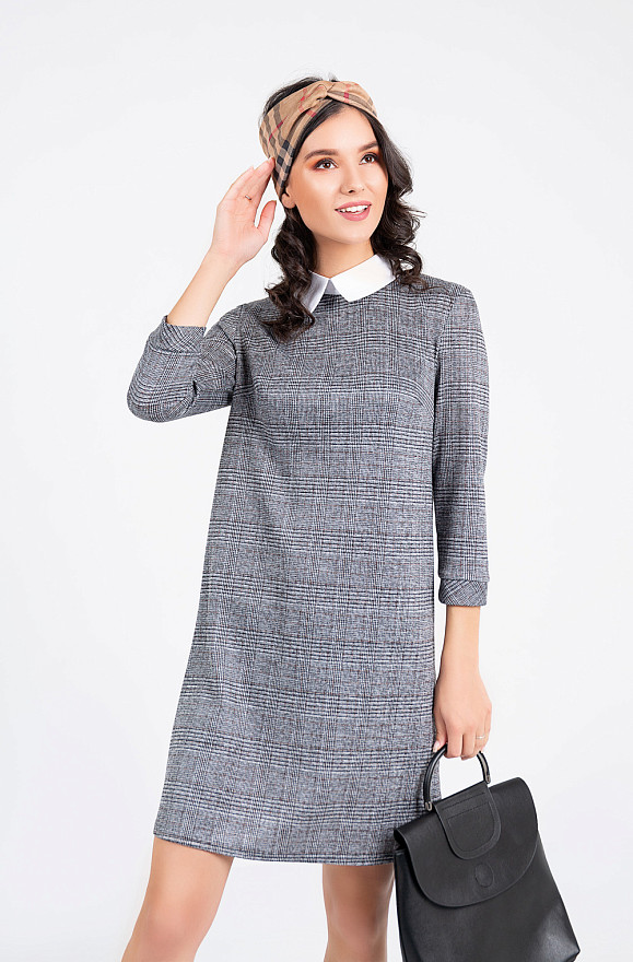Basic check collar dress