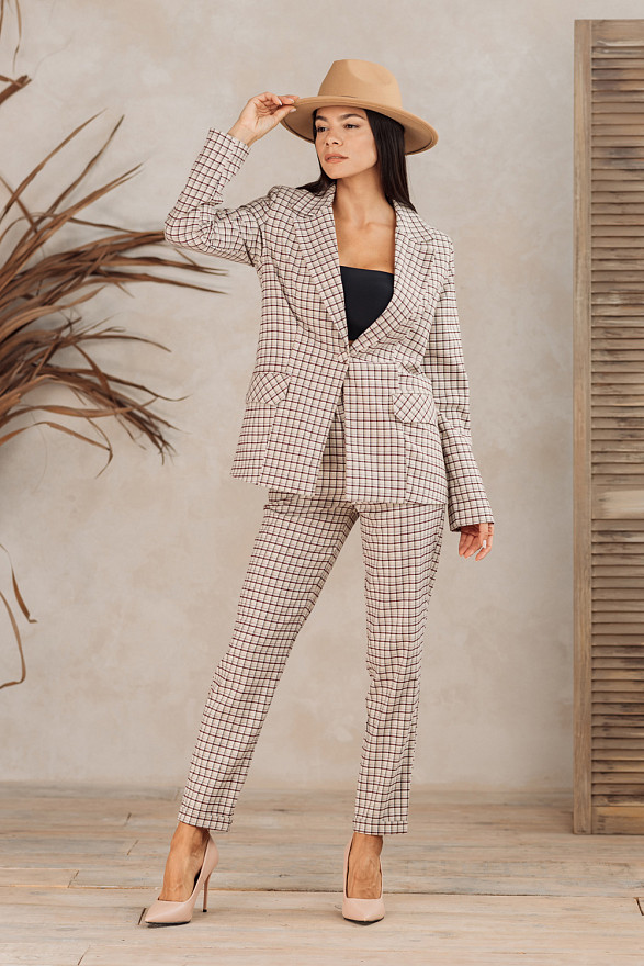 Піджак в клітину кольору віскі
