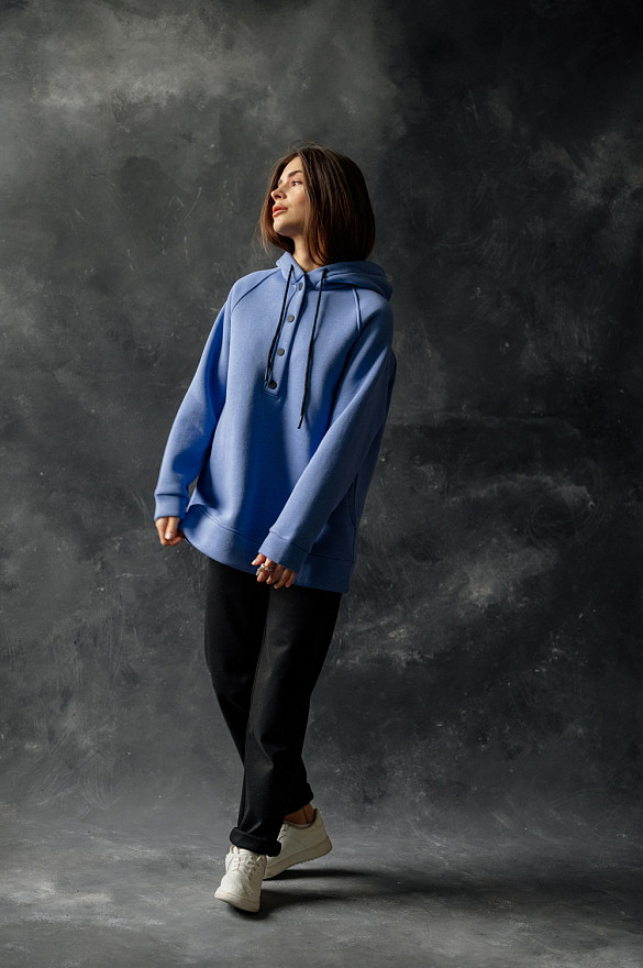 Blue oversized fleece sweatshirt