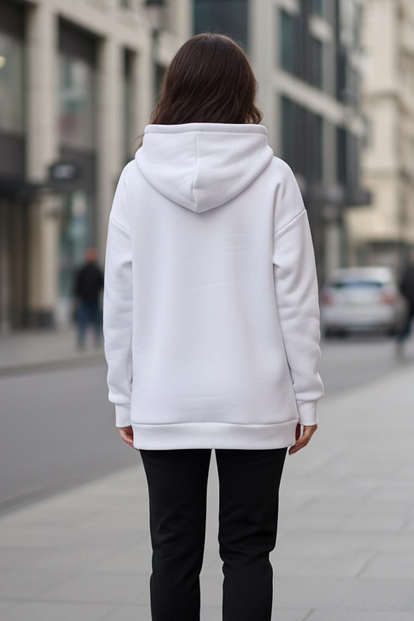 White oversized zip-up sweatshirt