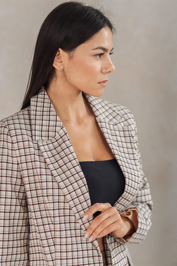 Піджак в клітину кольору віскі