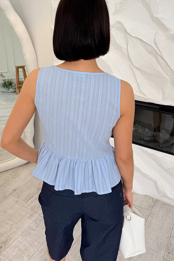 Голубой котоновый топ на завязках