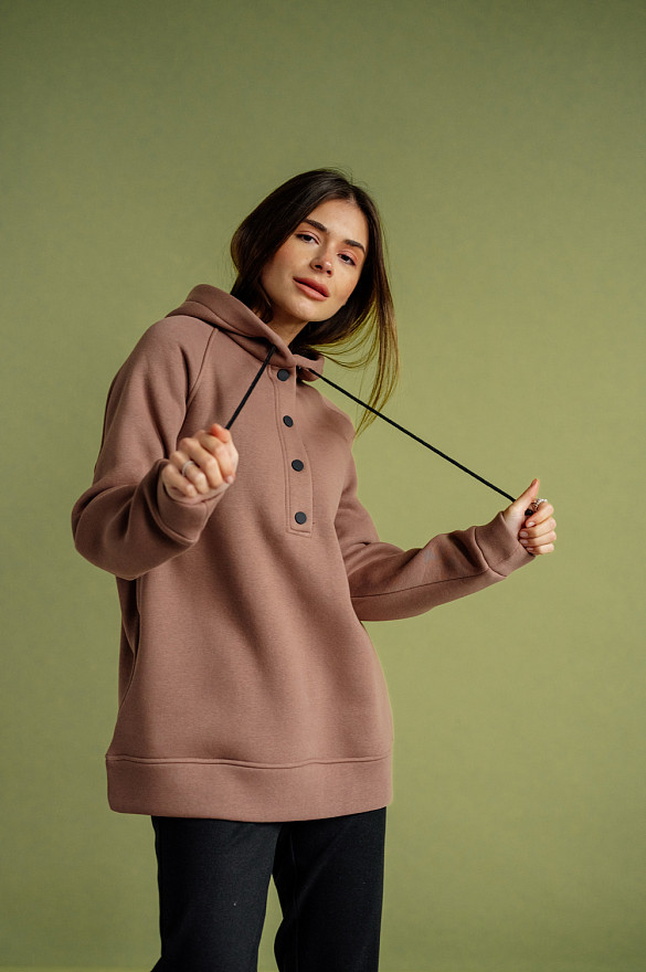 Флисовый свитшот свободного кроя в оттенке мокко