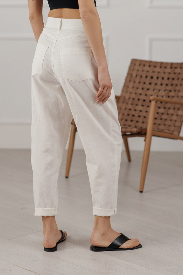 Молочні лляні штани банани