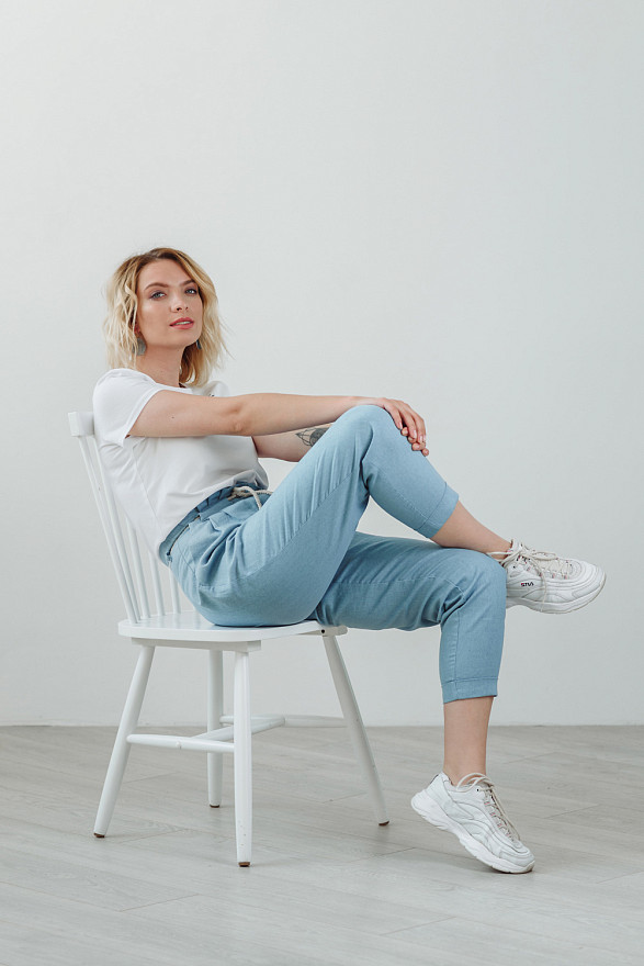 Лляні штани з канатом