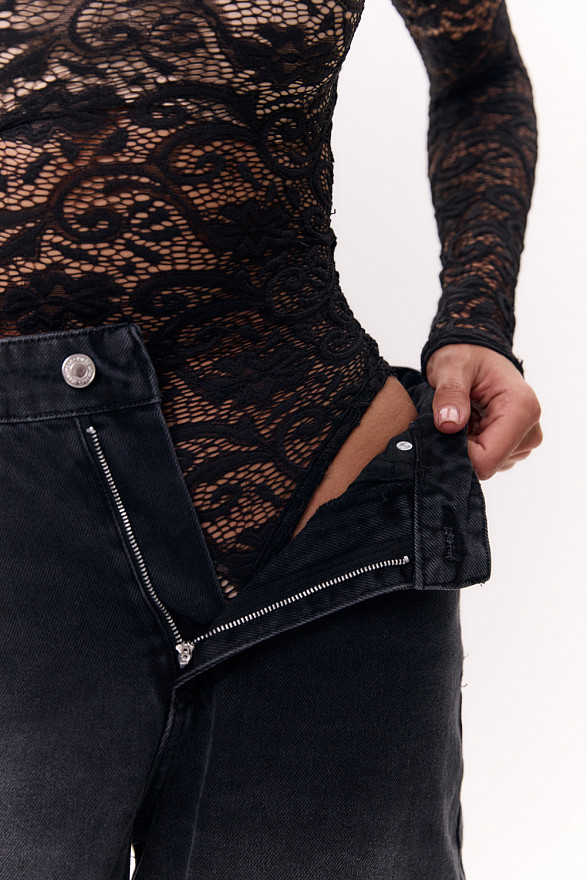 Чорне гіпюрове боді