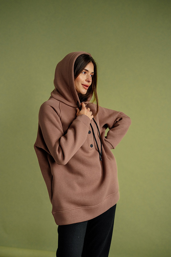 Флисовый свитшот свободного кроя в оттенке мокко