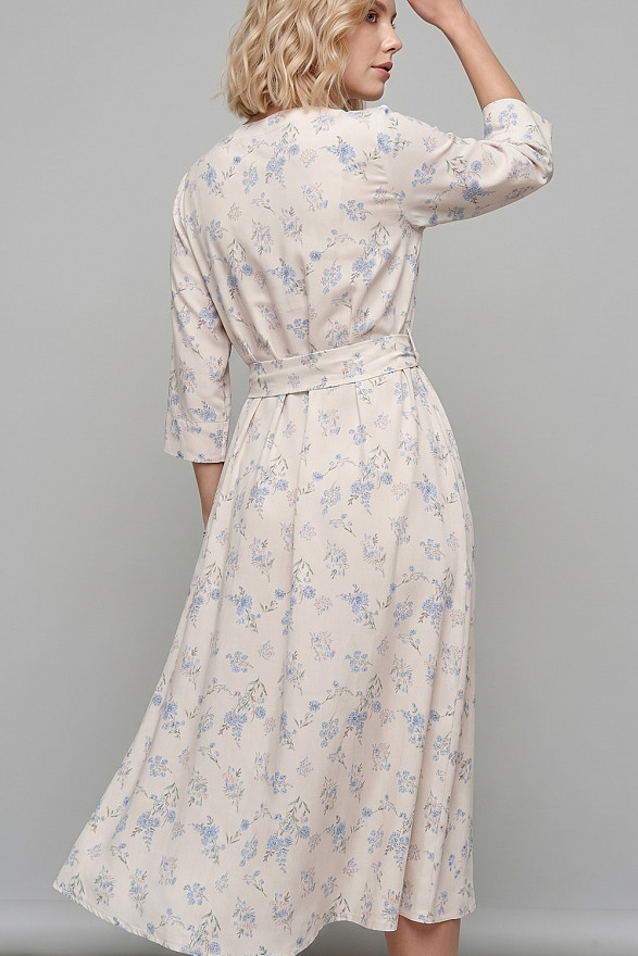 Light blue loose-fitting shirt dress with a belt