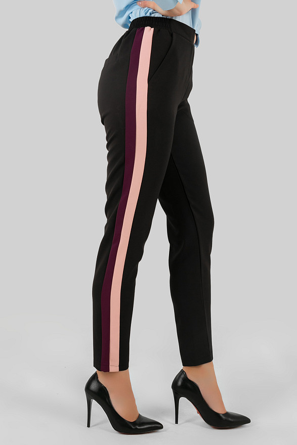 Trousers with two-tone stripes