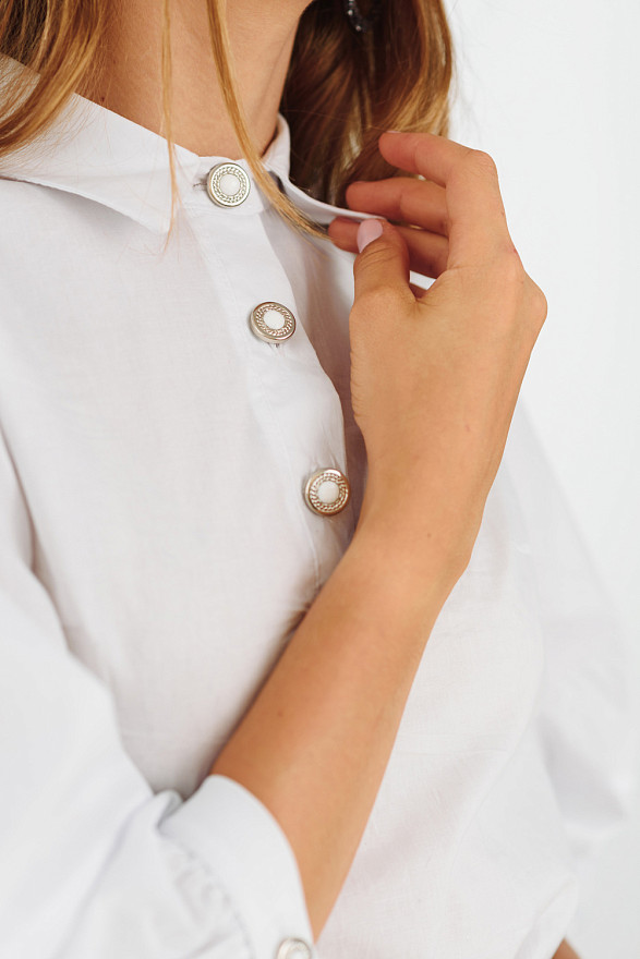 Cotton shirt with puff sleeves
