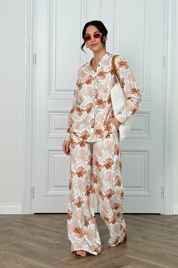 Caramel Muslin Shirt and Trousers Suit