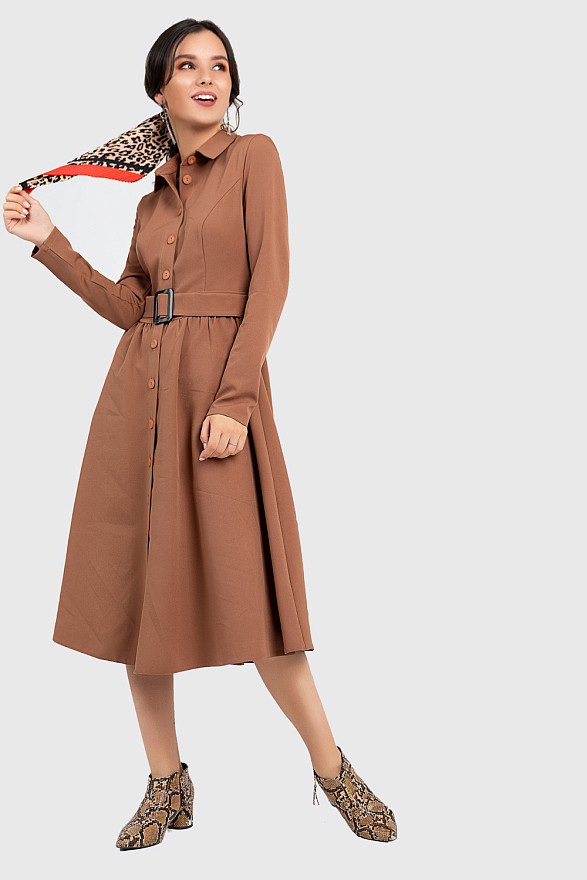 Платье-рубашка цвета мокко