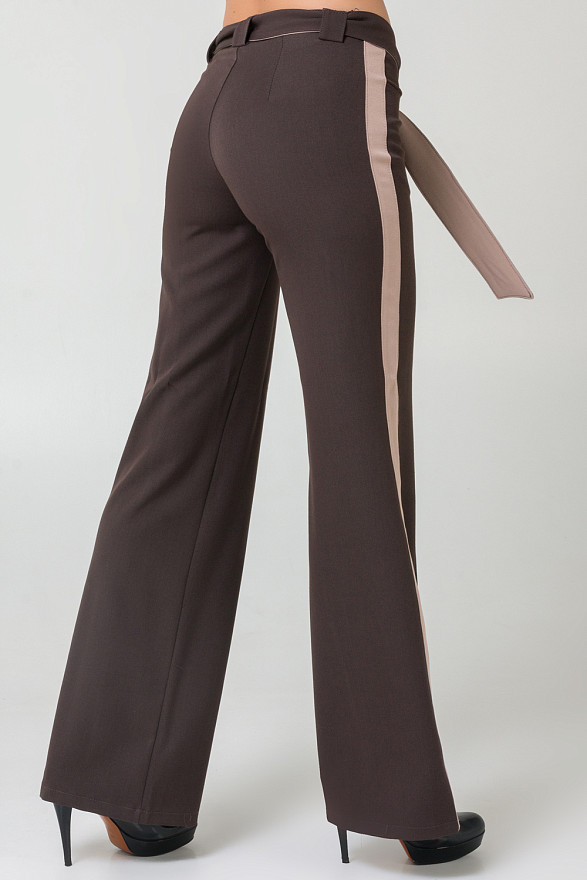 Штани-труби у кольорі хаккі з лампасами