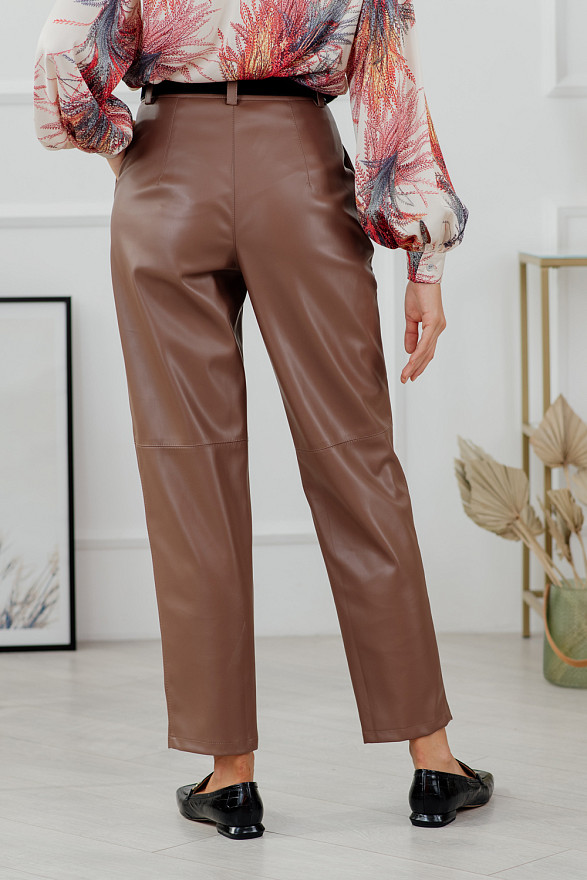 Loose eco leather trousers