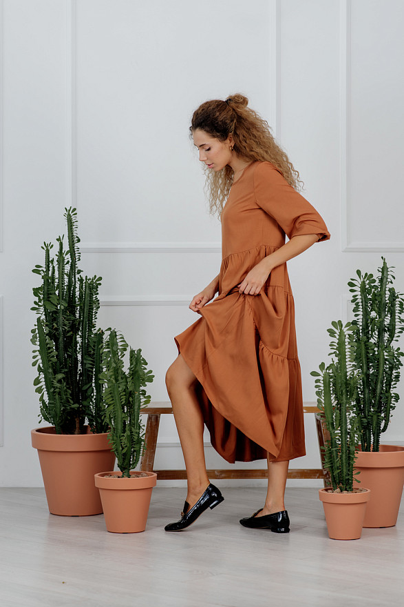 A midi dress with ruffles